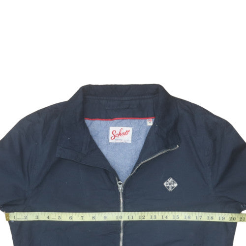 Schott Men's Blue Cotton Bomber Jacket M Classic Casual Zip-Up