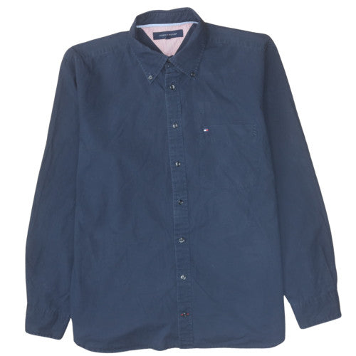 Tommy Hilfiger Men's Blue Cotton Button-Down Long Sleeve Shirt Size L