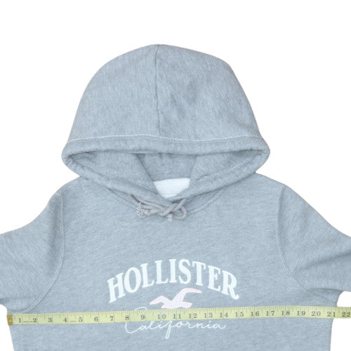 Hollister Women Grey Pullover Hoodie Size L Cotton Blend