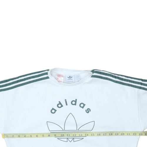 Adidas Boys White 13-14 Years Pullover Sweatshirt with Logo and Stripes