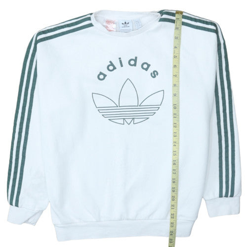 Adidas Boys White 13-14 Years Pullover Sweatshirt with Logo and Stripes