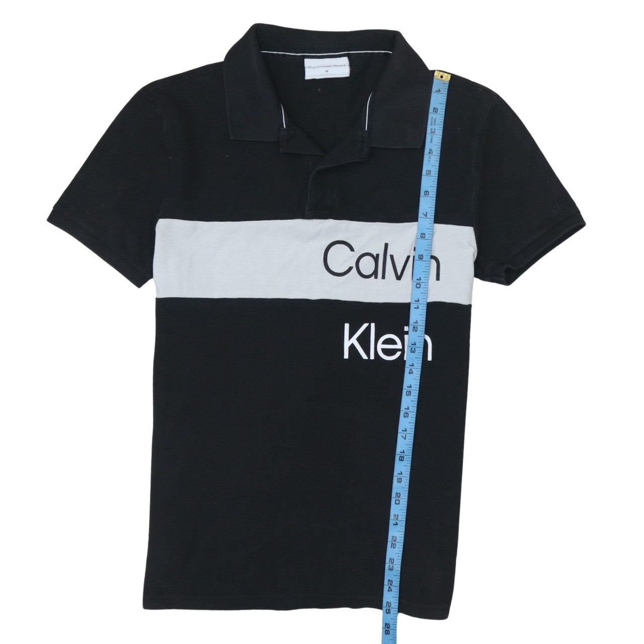 Calvin Klein Jeans Men's Black Colourblock Cotton Polo M
