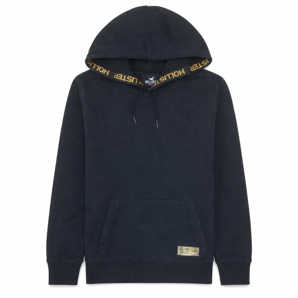 Hollister Men's Black XS Pullover Fleece Hoodie with Logo Trim