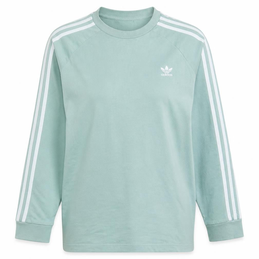 Front view of Adidas Women Mint Green Long Sleeve Crew Neck Pullover Sweatshirt L