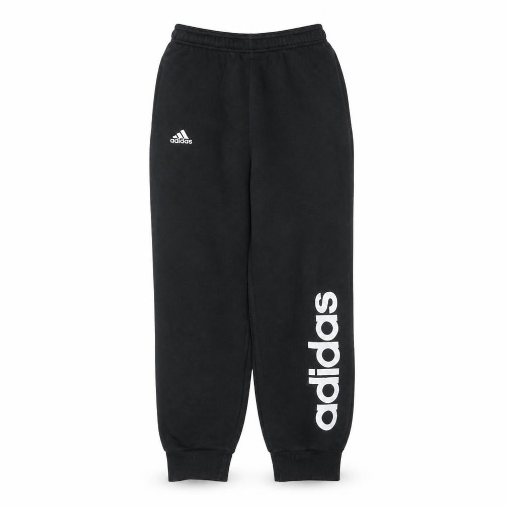 Front view of adidas boys’ black jogger sweatpants 13-14 years regular fit fleece trousers