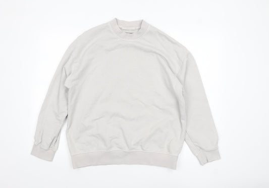 The Couture Club Women Beige Cotton Crew Neck Pullover Sweatshirt UK 6