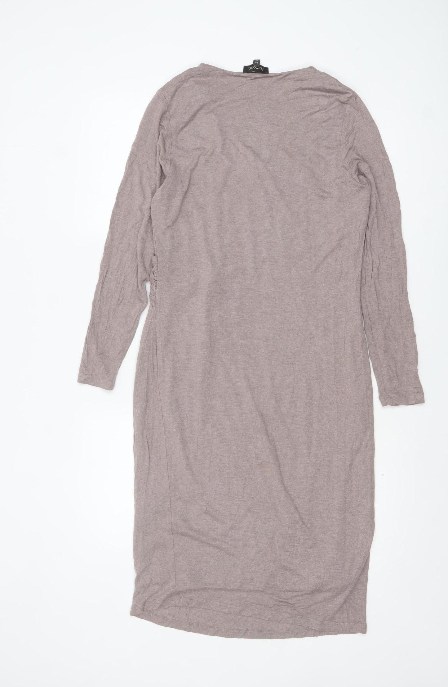 Alexon Women’s Beige V-Neck Long Sleeve Knee Length Wrap Dress Size 14