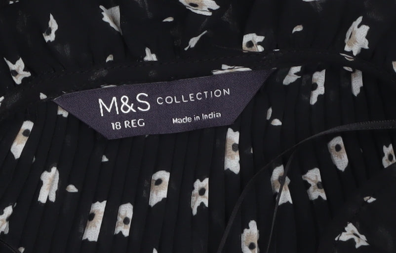 Marks and Spencer Women’s Black Floral Shift Dress Size 18 Regular
