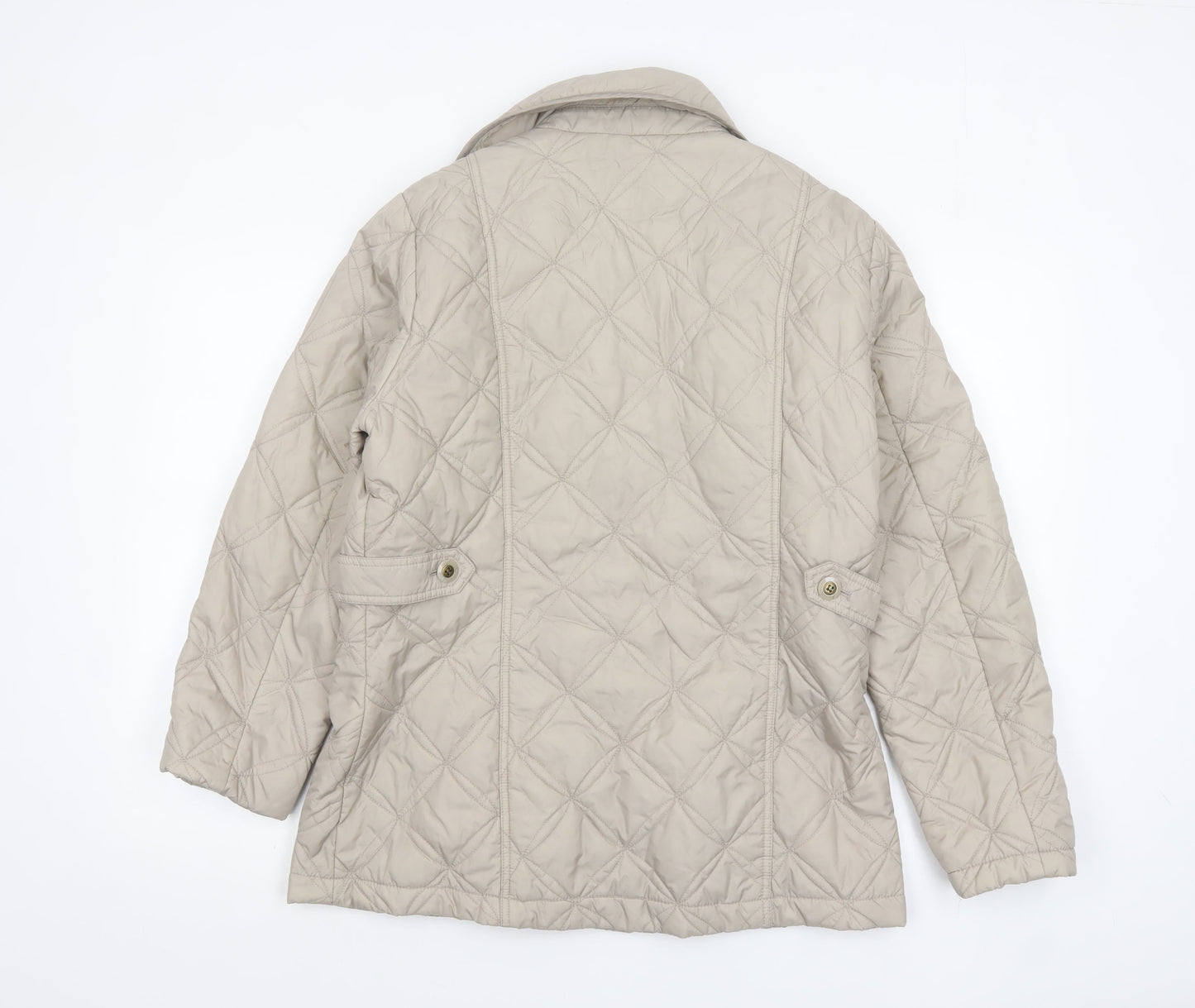 Debenhams Classics Women Beige Quilted Mid-Length Jacket Size 14