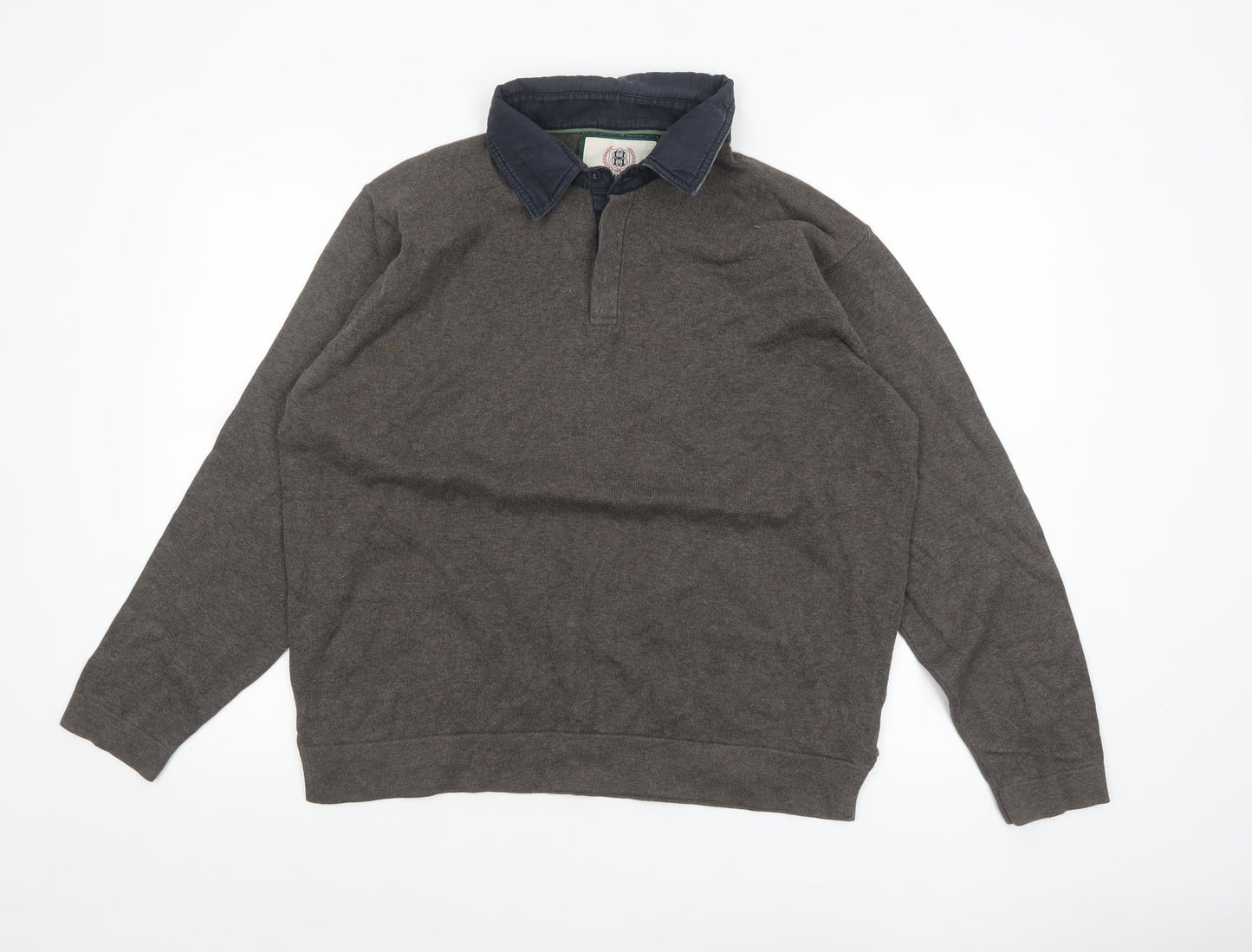 Marks and Spencer Men’s Brown Collared Henley Jumper Size L