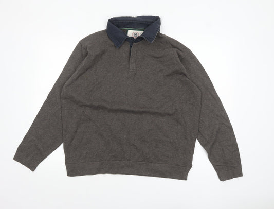 Marks and Spencer Men’s Brown Collared Henley Jumper Size L
