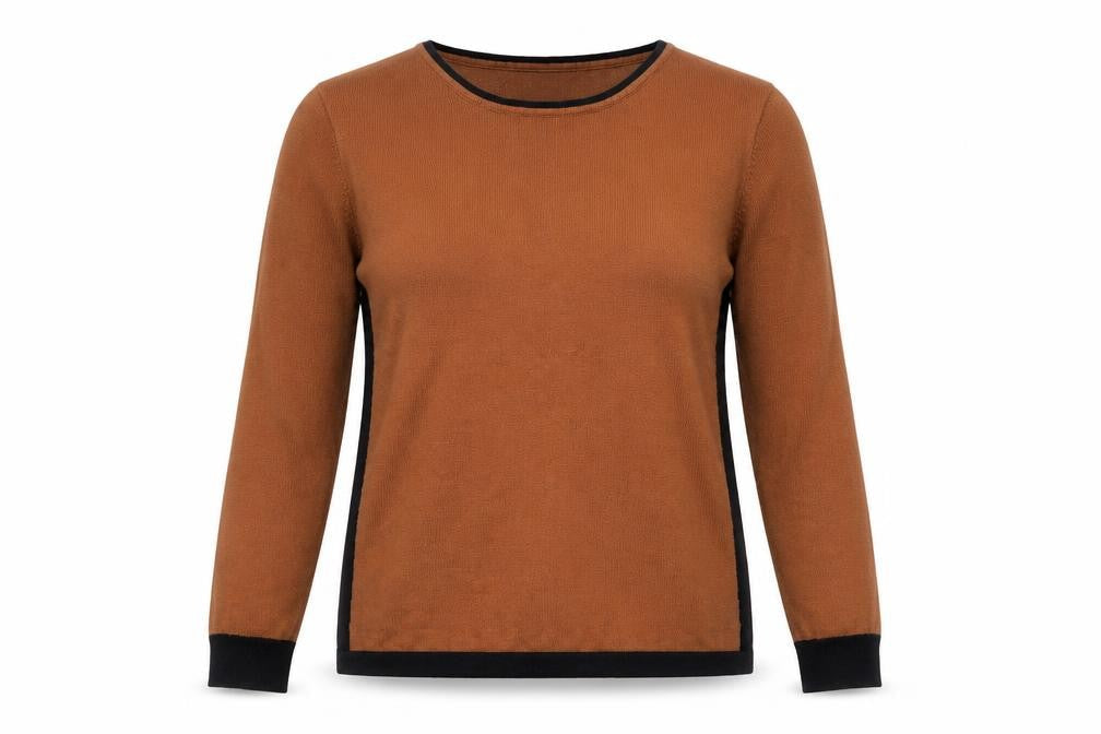 Alexara Women Brown Knit Long Sleeve Crew Neck Pullover Jumper S