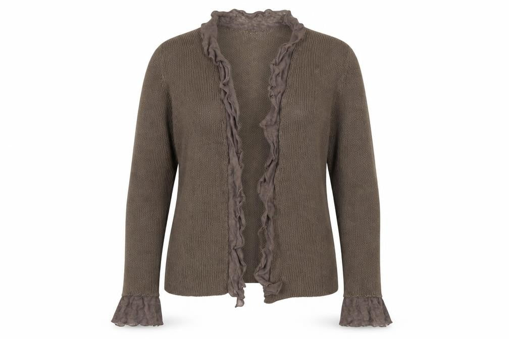 Marks and Spencer Per Una Women Brown M Ruffle Trim Cardigan