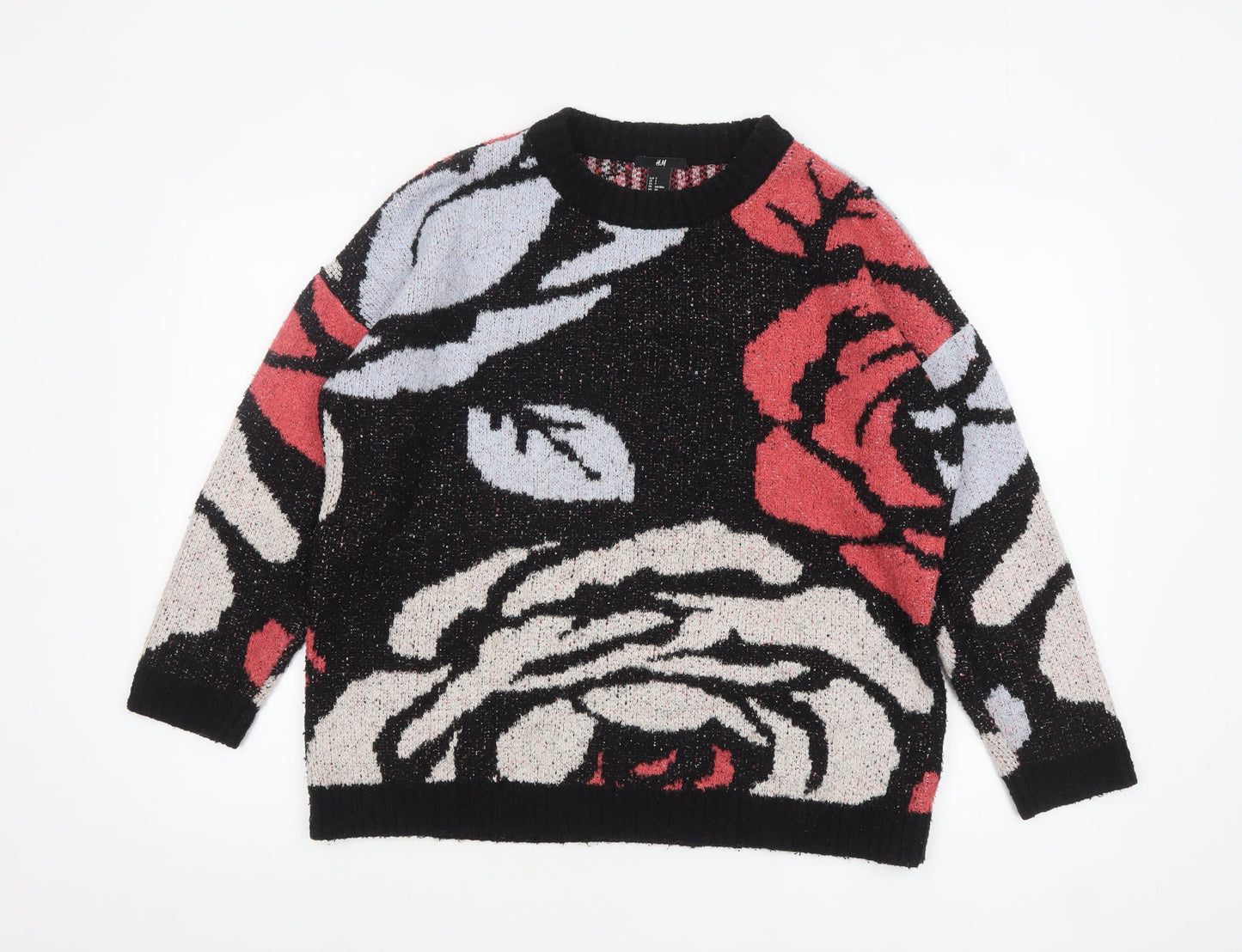 H&M Women’s Multicoloured Floral Knit Jumper Size 10