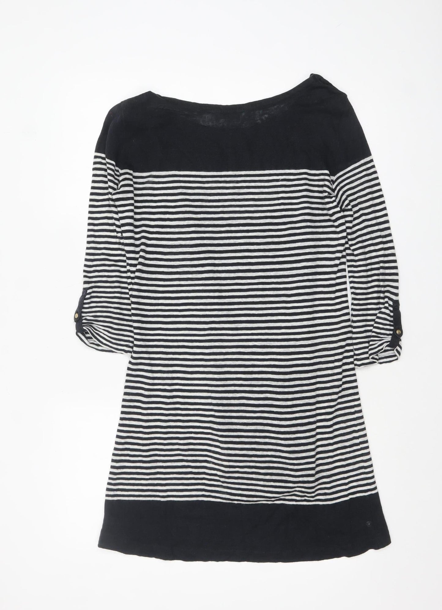 Massimo Dutti Women’s Black Striped Linen Tunic Jumper Size 10