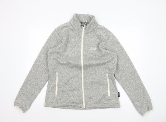 Jack Wolfskin Women Grey Fleece Full Zip Jacket Size 18