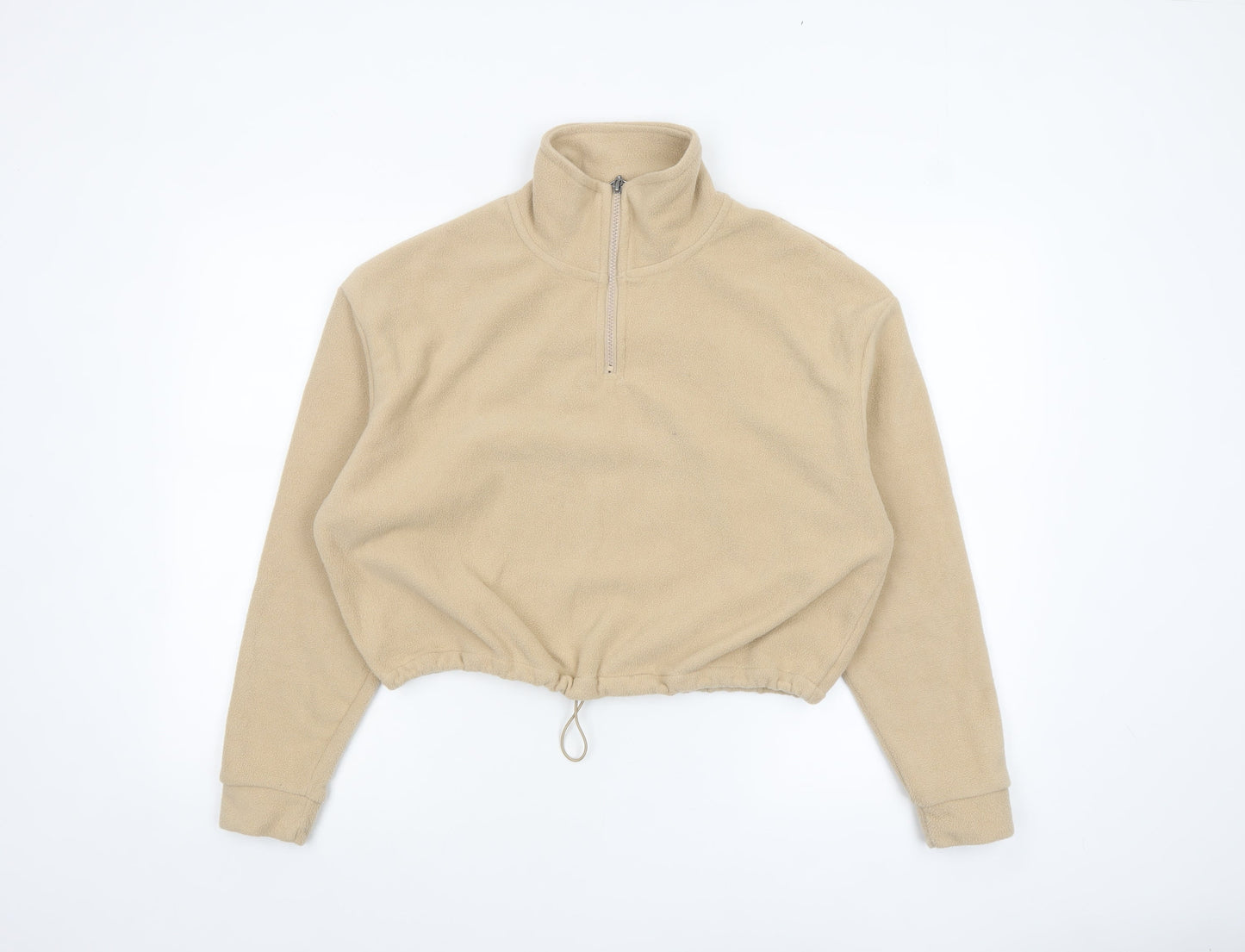 Brave Soul Women’s Beige Fleece 1/4 Zip Pullover Sweatshirt Size S