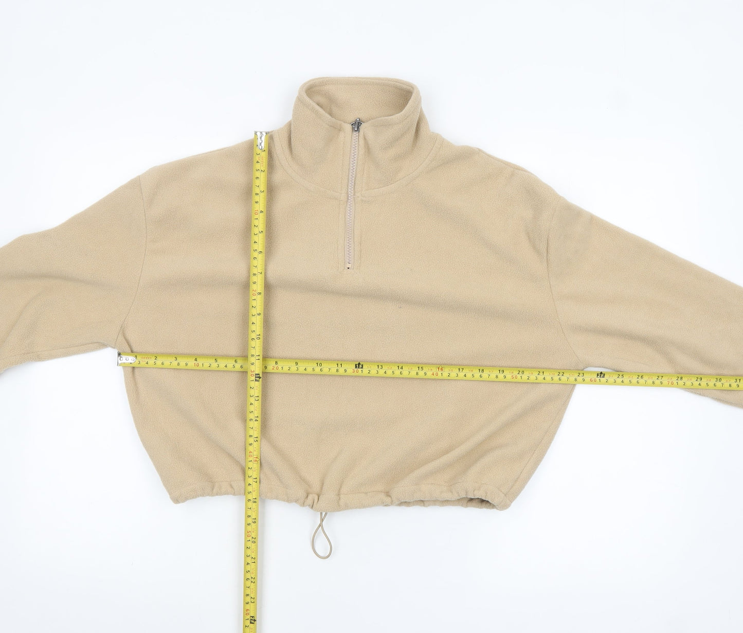 Brave Soul Women’s Beige Fleece 1/4 Zip Pullover Sweatshirt Size S