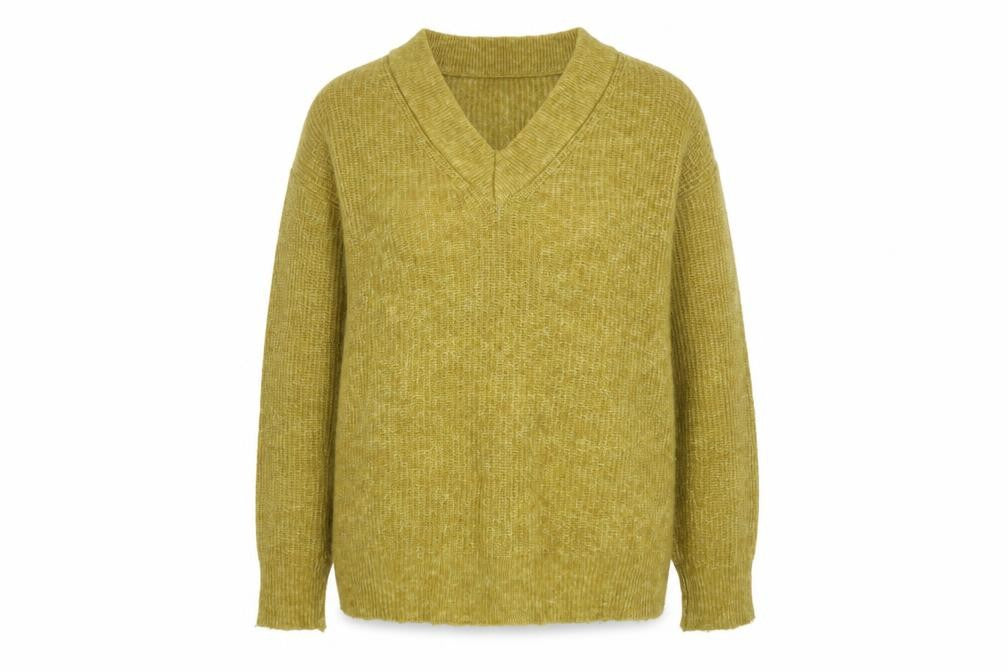 Marks and Spencer Women's Green V-Neck Knit Jumper Size 14