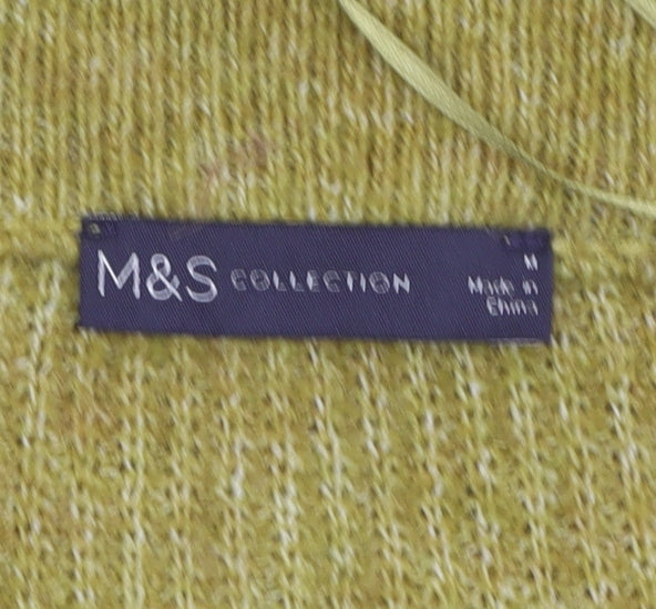 Marks and Spencer Women's Green V-Neck Knit Jumper Size 14