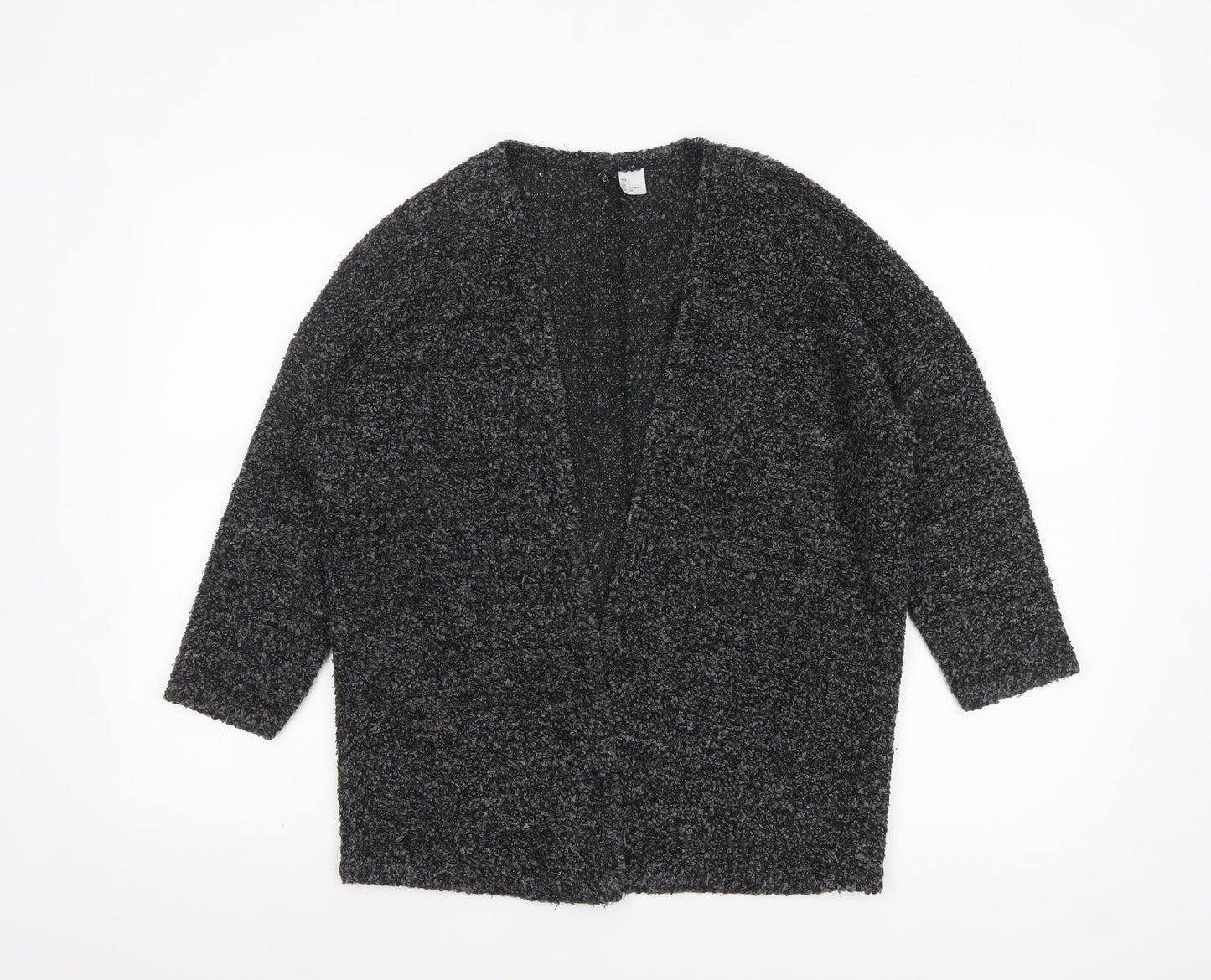 H&M Women’s Grey Chunky Knit Open Cardigan Size 8