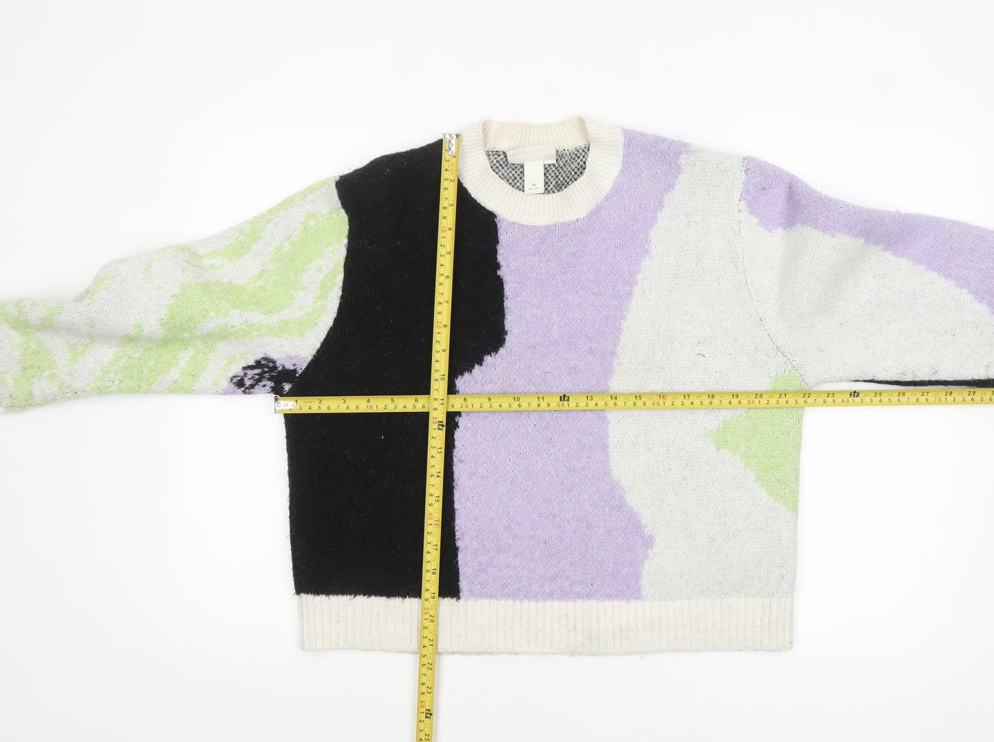Monki Women Multicoloured Chunky-Knit Wool Blend Pullover Jumper M