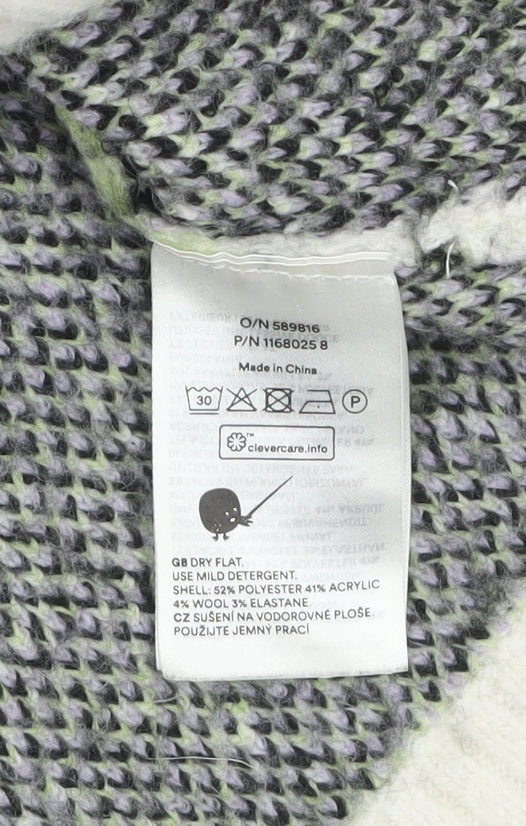 Monki Women Multicoloured Chunky-Knit Wool Blend Pullover Jumper M