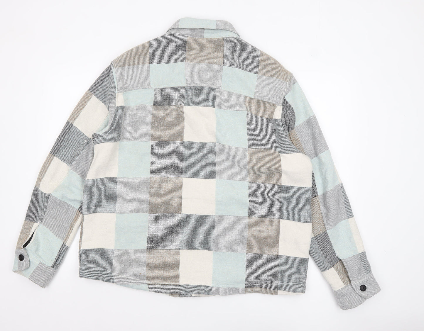 Zara Women Multicoloured Check Cotton Blend Shacket XL