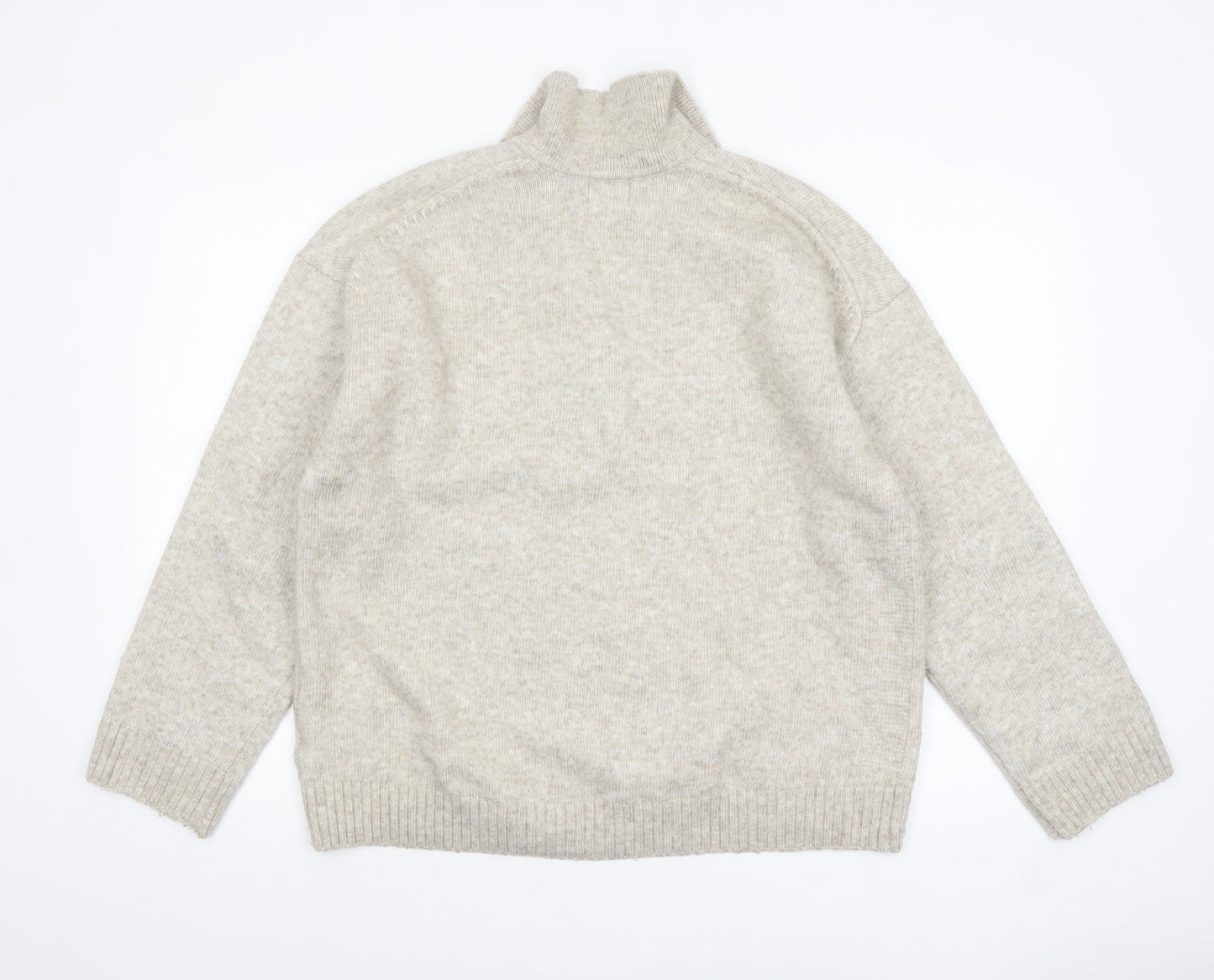 H&M Women Beige Collared Pullover Knit Jumper Size 8