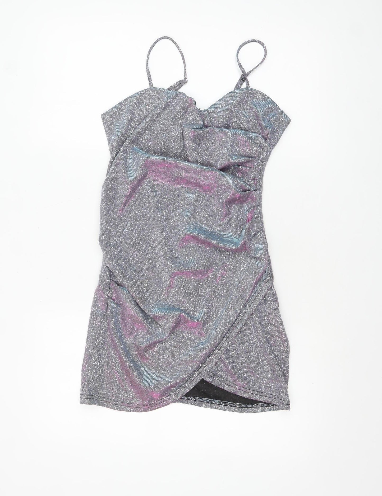 Cider Women's Silver Glitter Bodycon Party Mini Dress Size S