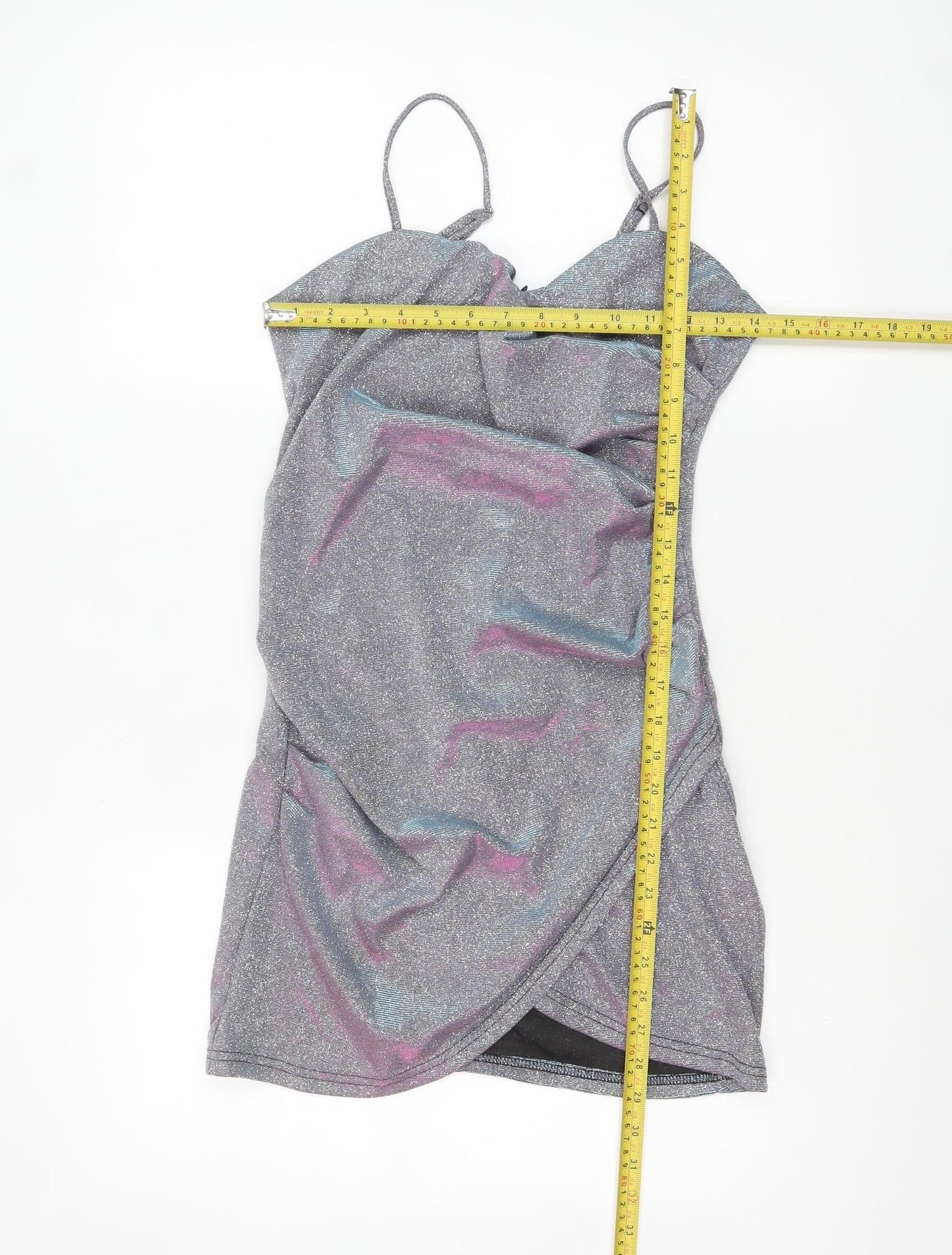 Cider Women's Silver Glitter Bodycon Party Mini Dress Size S