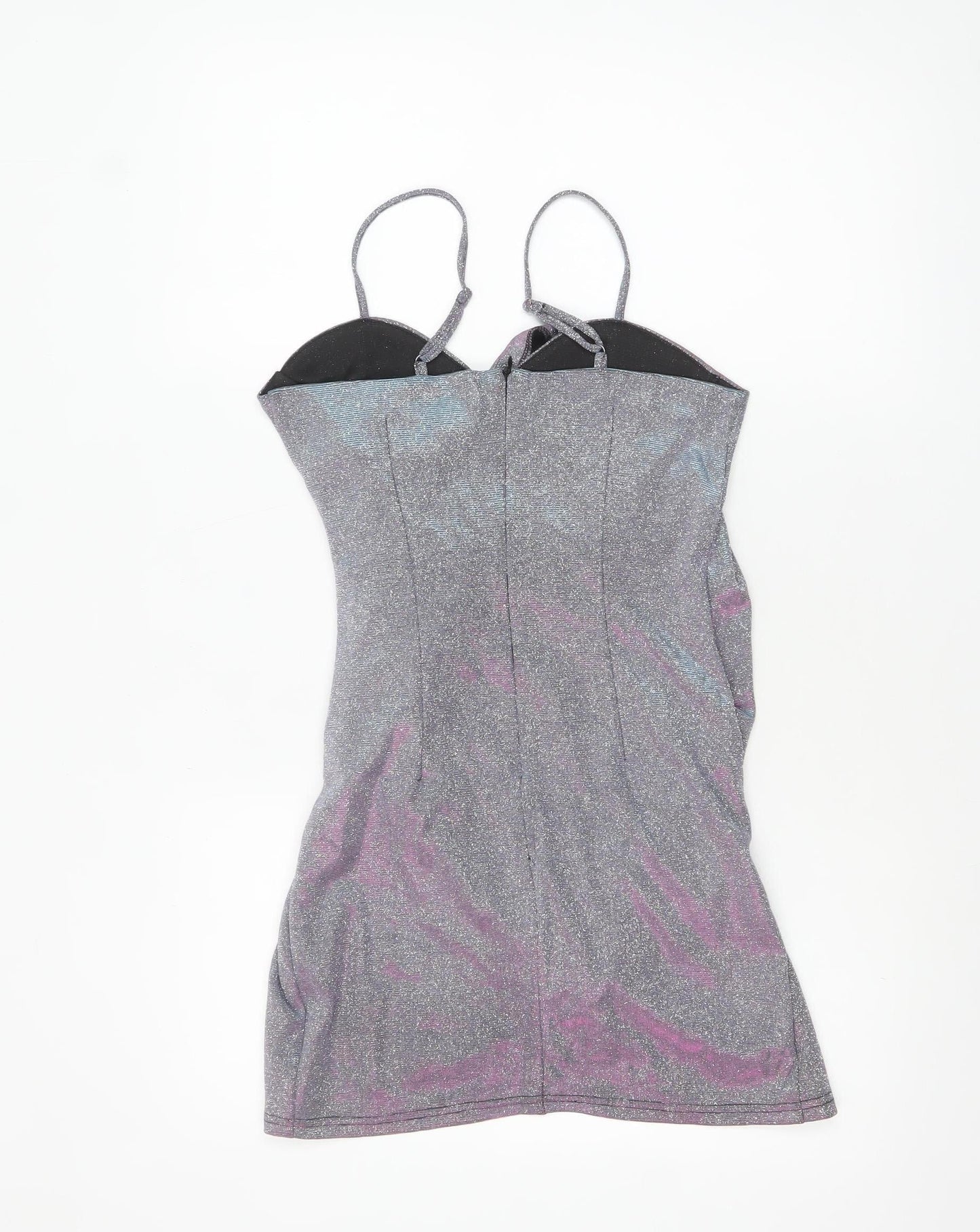 Cider Women's Silver Glitter Bodycon Party Mini Dress Size S