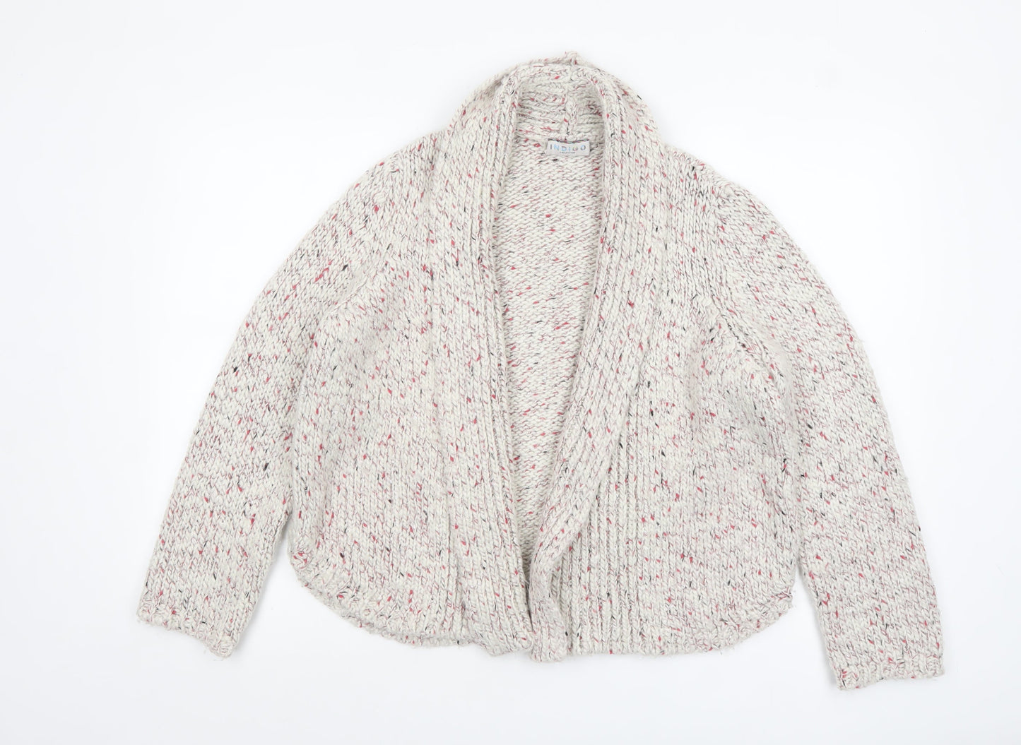 Marks and Spencer Women Beige Chunky Knit Open Cardigan Size 16