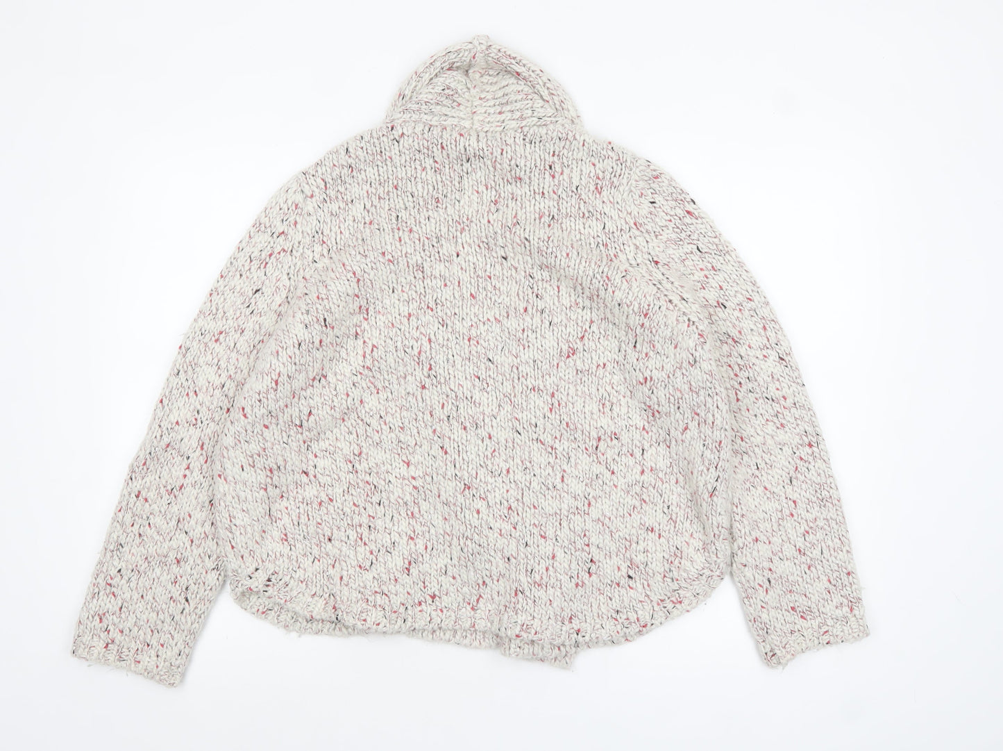 Marks and Spencer Women Beige Chunky Knit Open Cardigan Size 16