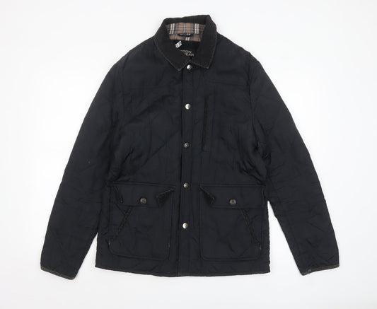 Burton Menswear Men's Black Quilted Jacket Medium Cord Collar