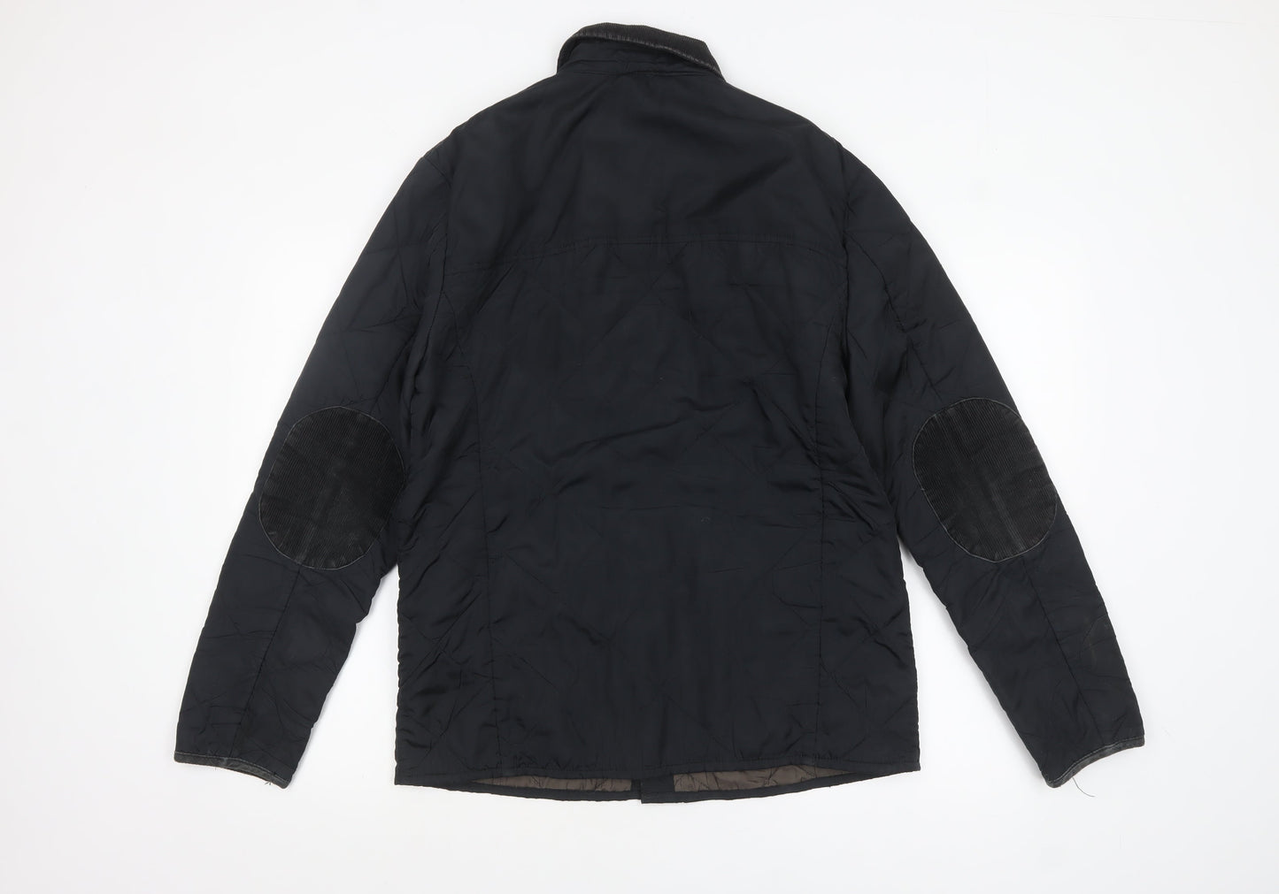 Burton Menswear Men's Black Quilted Jacket Medium Cord Collar
