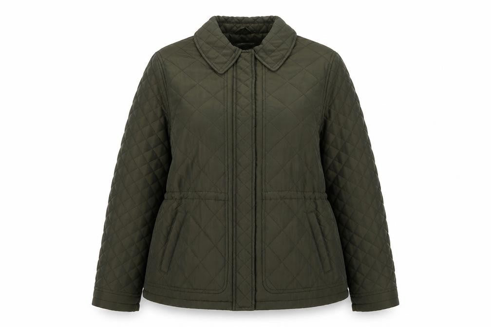 Country Casuals Women Green Quilted Mid-Length Jacket Size 14