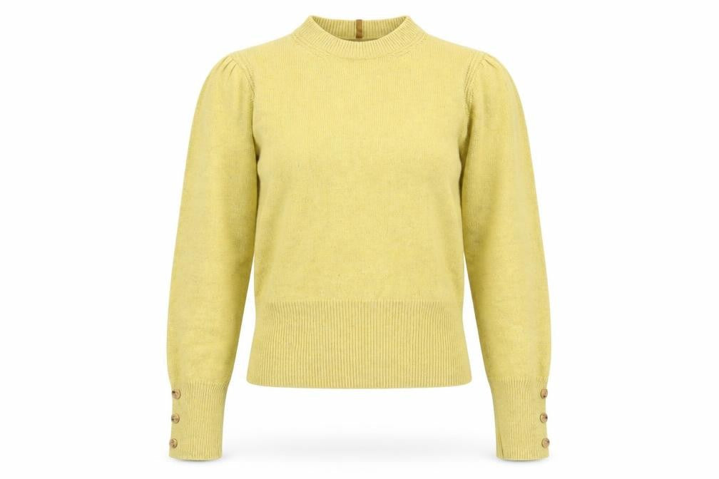 Marks and Spencer Per Una Women's Yellow Size 12 Crew Neck Wool Blend Jumper