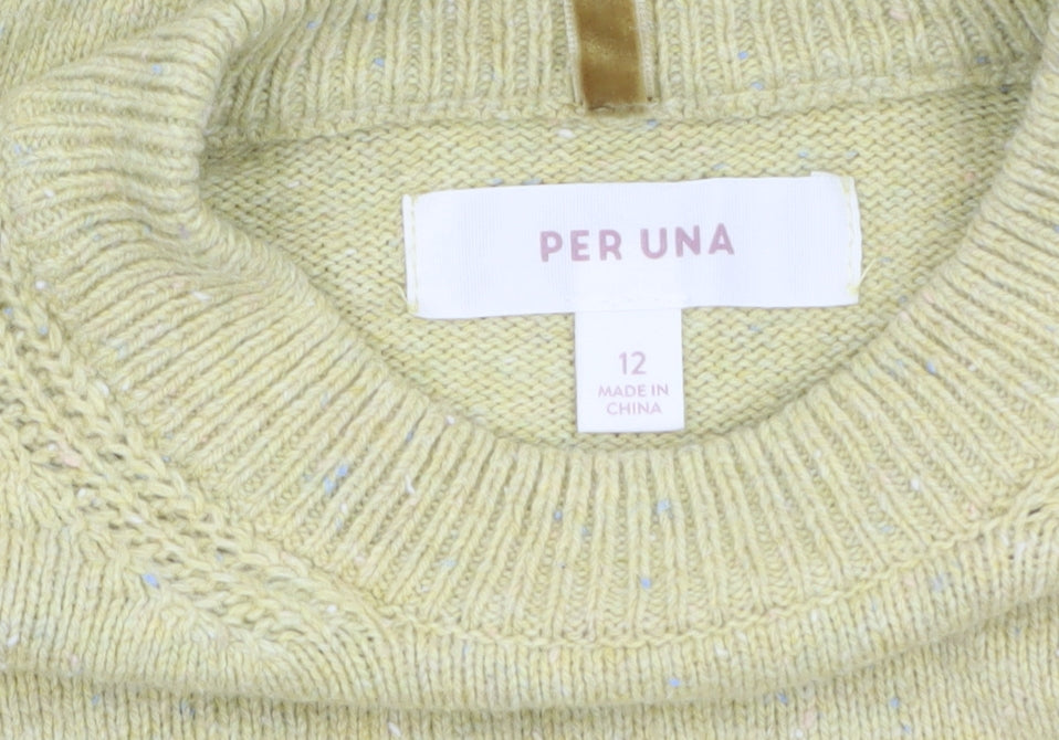 Marks and Spencer Per Una Women's Yellow Size 12 Crew Neck Wool Blend Jumper