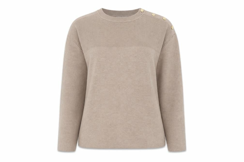 Marks and Spencer Women Beige Knit Button Shoulder Pullover Jumper M