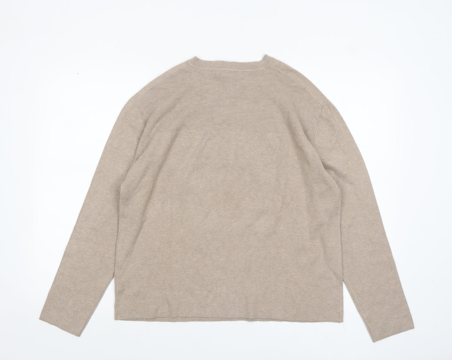 Marks and Spencer Women Beige Knit Button Shoulder Pullover Jumper M