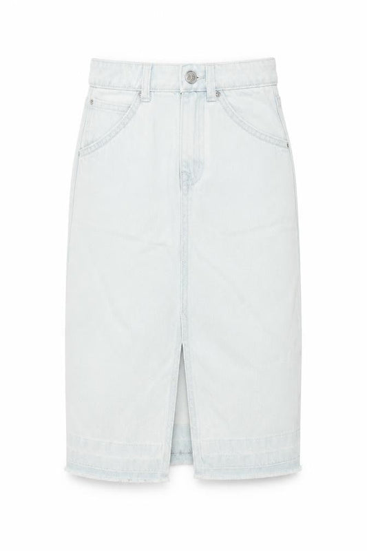 Marks and Spencer Girls Blue Denim Pencil Skirt 7-8 Years Adjustable Waist