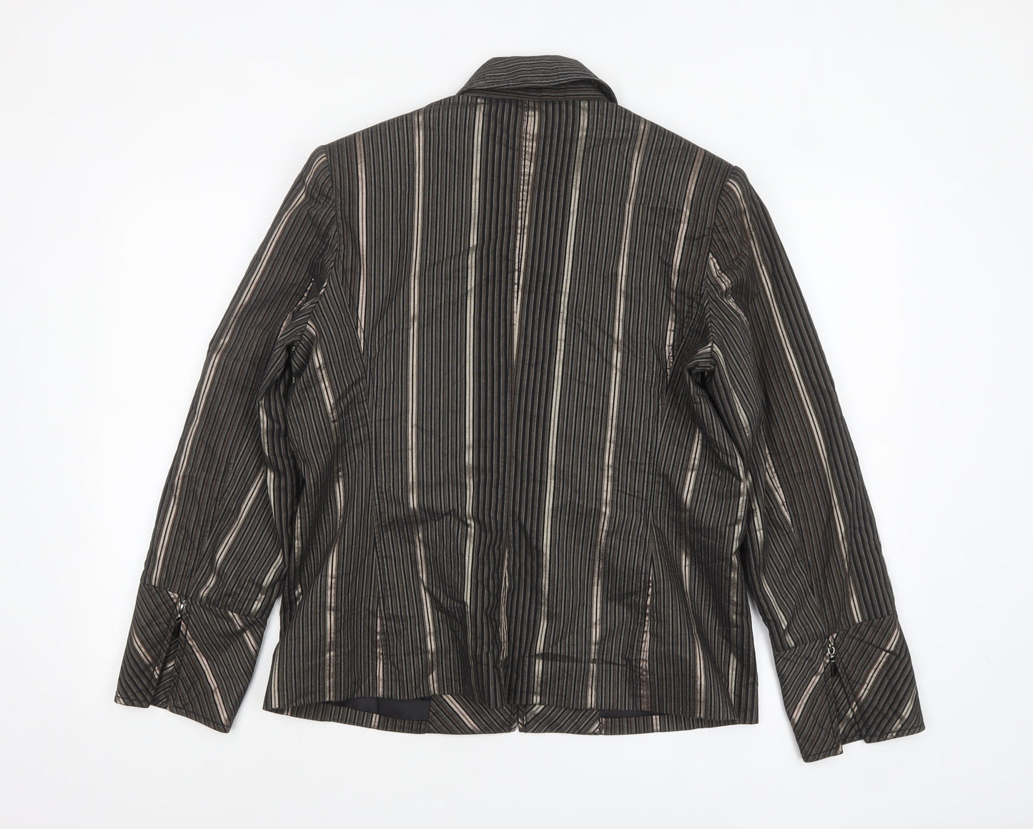 Stitches Australia Women's Brown Striped Zip Jacket Size 14