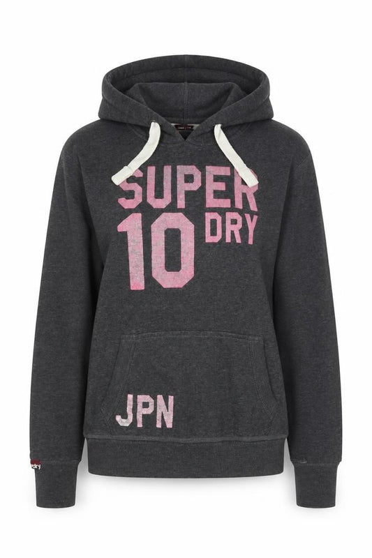 Superdry Women's Dark Grey Pullover Hoodie Size XL Cotton Blend