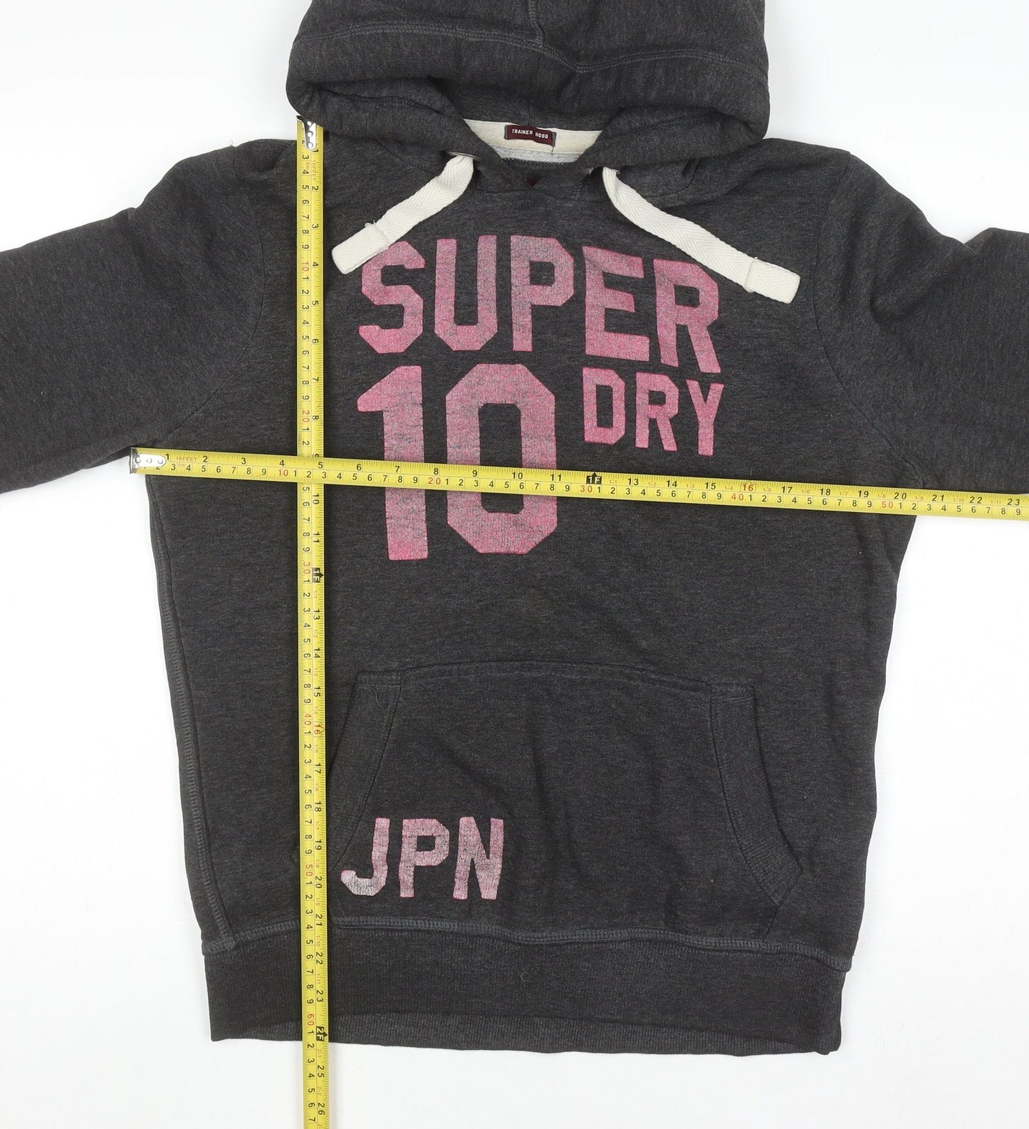 Superdry Women's Dark Grey Pullover Hoodie Size XL Cotton Blend