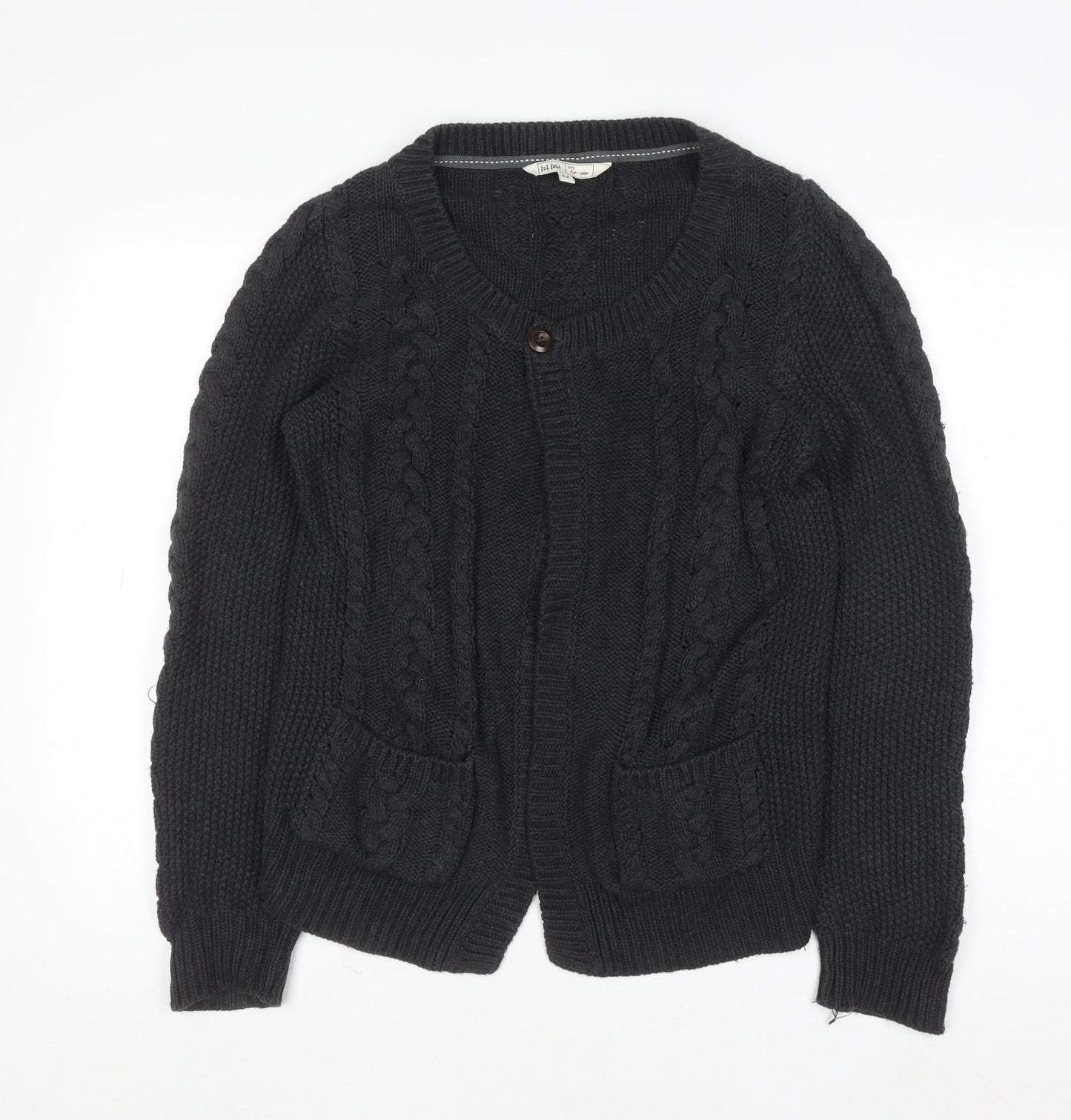 Fat Face Women’s Grey Cable-Knit Cotton Cardigan Size 12