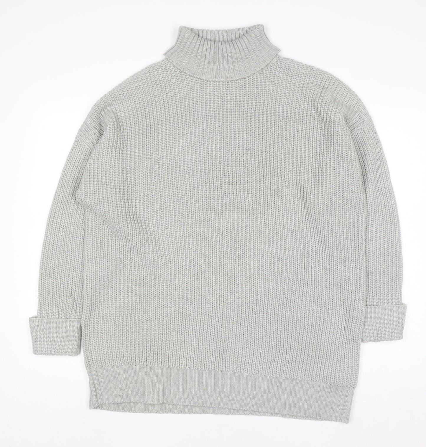 Threadbare Women’s Grey Roll Neck Chunky Knit Jumper Size 12