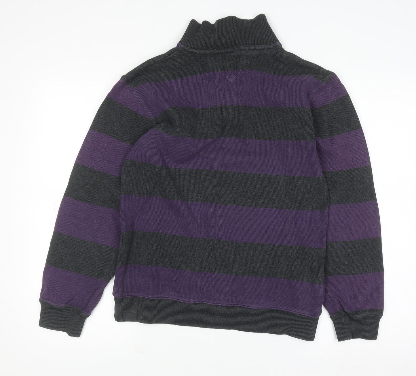 Hampton Men’s Purple Striped 1/4 Zip Cotton Jumper Size S