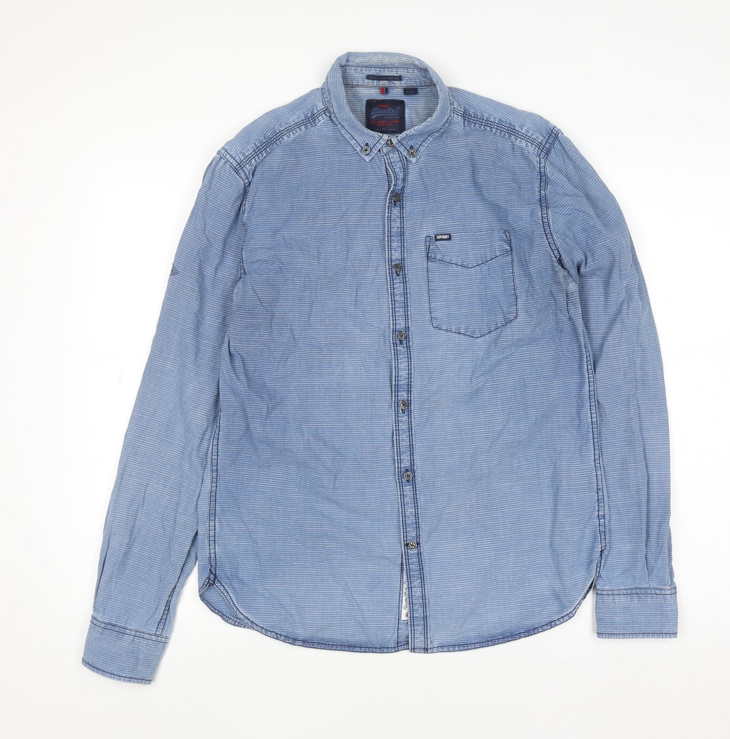Superdry Men's Blue Regular Fit Long Sleeve Button-Down Oxford Shirt M