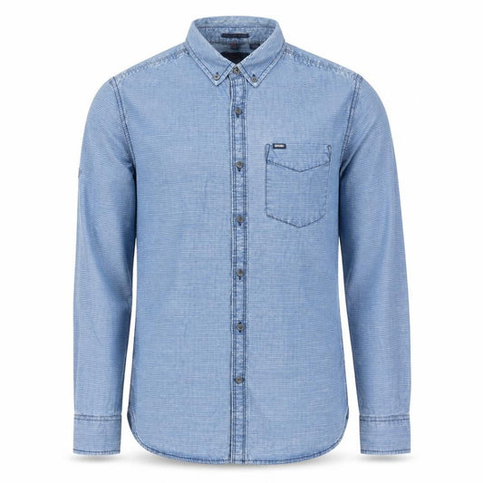 Superdry Men's Blue Regular Fit Long Sleeve Button-Down Oxford Shirt M